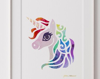 Unicorn Wall Art, Unicorn Wall Decor, Printable Nursery Decor, Unicorn Prints for Girls Bedroom, Pictures for Girls Room, Abstract Unicorn