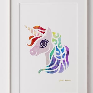 Unicorn Wall Art, Unicorn Wall Decor, Printable Nursery Decor, Unicorn Prints for Girls Bedroom, Pictures for Girls Room, Abstract Unicorn