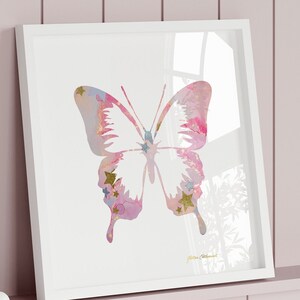Abstract Butterfly Digital Print with stars, Nursery Prints, Printable Wall Art, Digital Download, Office Prints