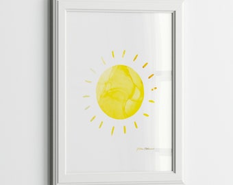 Sun Wall Art, Rainbow Wall Decor, Printable Nursery Decor, Sun Prints for Girls Bedroom, Pictures for BoysRoom, Abstract Sun