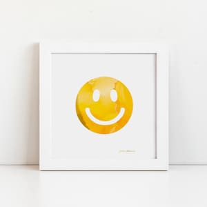 Yellow Smiley Face Print, Nursery Prints, Printable Wall Art, Digital Download, Baby Room Prints, Smiley Face Print