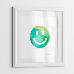 Green Smiley Face Print, Nursery Prints, Printable Wall Art, Digital Download, Baby Room Prints, Smiley Face Print