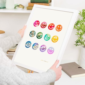 Regenbogen Smiley Gesicht Print, Kinderzimmer Drucke, druckbare Wandkunst, Digital Download, Schlafzimmer Drucke, Smiley Gesicht Print, Wohnheim Dekor
