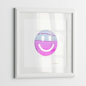 Pink Smiley Face Print, Nursery Prints, Printable Wall Art, Digital Download, Baby Room Prints, Smiley Face Print