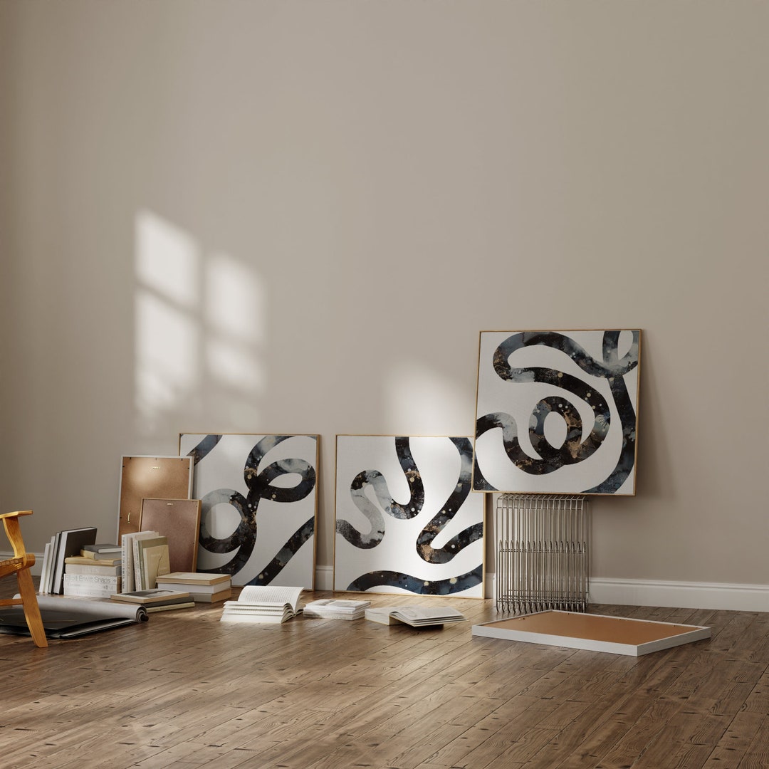 Printable Abstract Painting Brush Strokes Art, Black and White ...