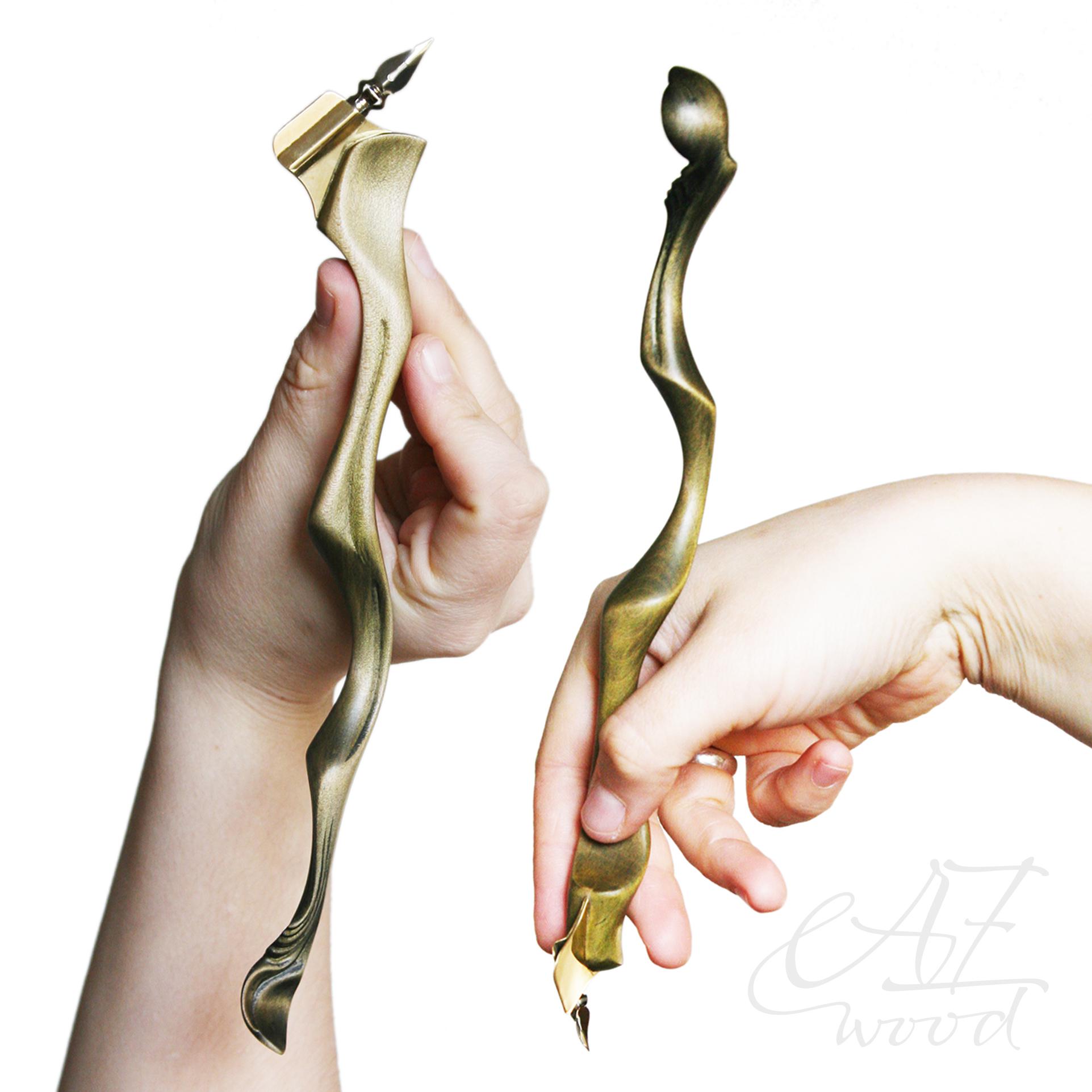 Blossom - Ergonomic Oblique Pen Holder Handmade Wooden Calligraphy Pen Holder Ready to Ship