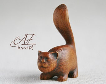 Сat - Sculpture miniature - Sculpture de chat - sculpture en bois - sculpture