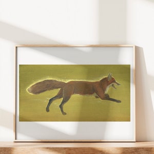Chasing the Calling Fox Wall Art |  Acrylic Painting | 8x10&quot; 5x7&quot; Art Print | Woodland Cottage Theme