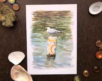 Seagull's Buoy Art Print