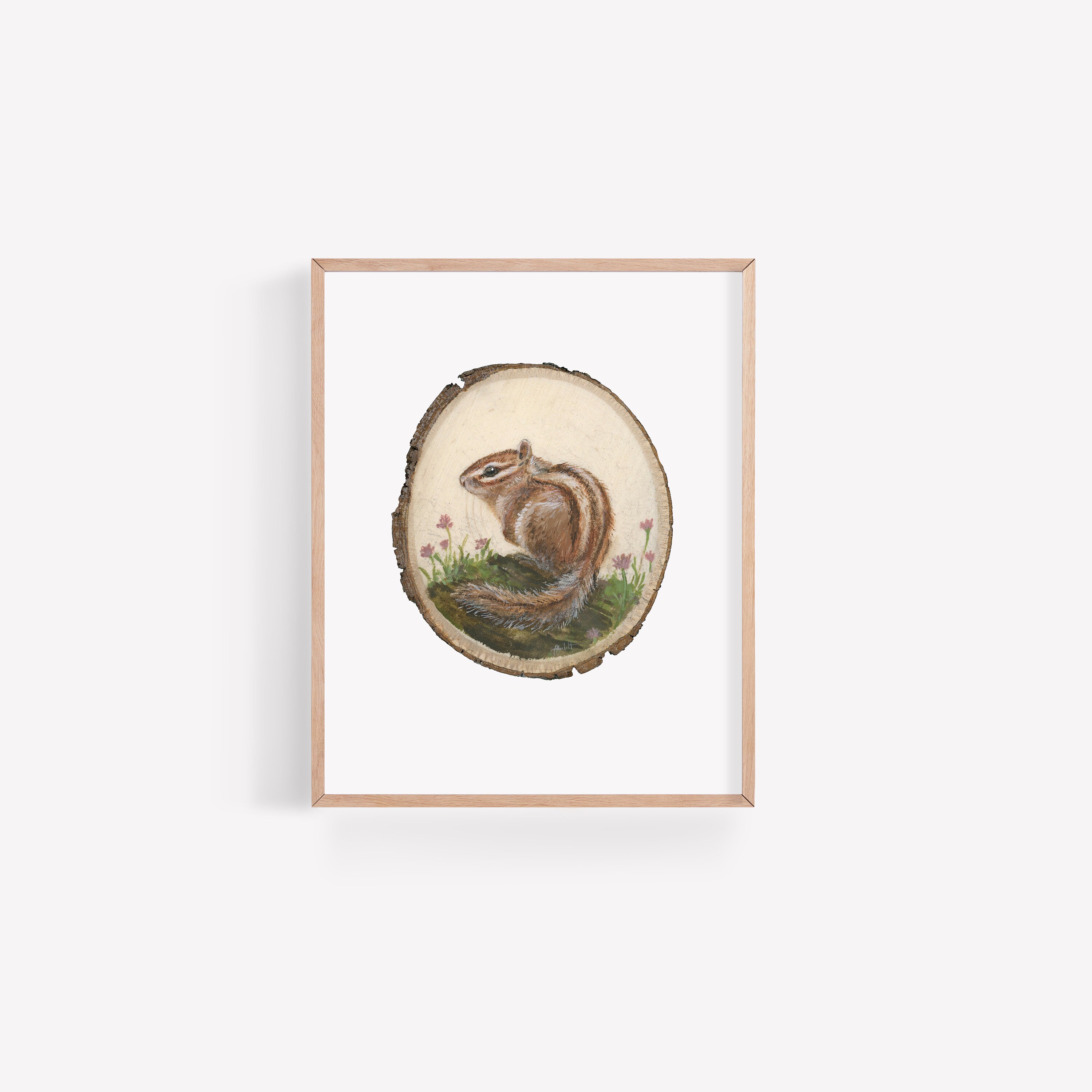 Chipmunk Art Print: Woodland Cottage Nursery Decor (8x10