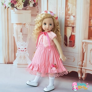Peach outfit for Little Darling doll 13" Dianna Effner, dress +cardigan+ bracelet, doll clothes, suitable for Paola Reina, clothes for 13 in