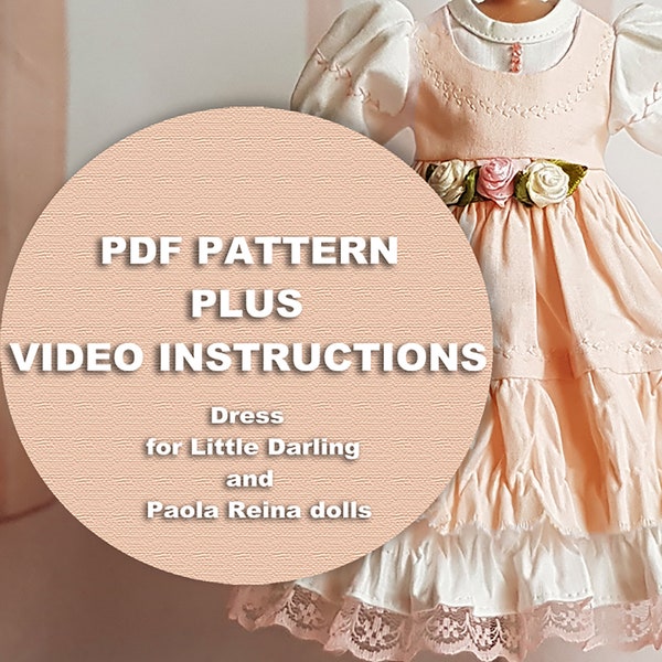 Patron PDF, robe pêche pour poupées Little Darling et Paola Reina, fichiers numériques, téléchargement instantané, patron PDF et tutoriel vidéo