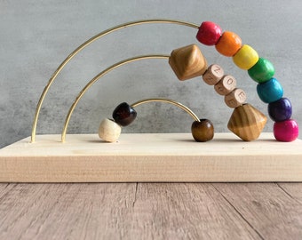 Custom name Montessori rainbow abacus, toddler toy, custom name gift