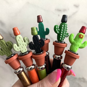 Potted Cactus Custom Weighted Beaded Pens, Journaling Pen, Planner Pen, Custom Pen Gift, Back to School Supplies