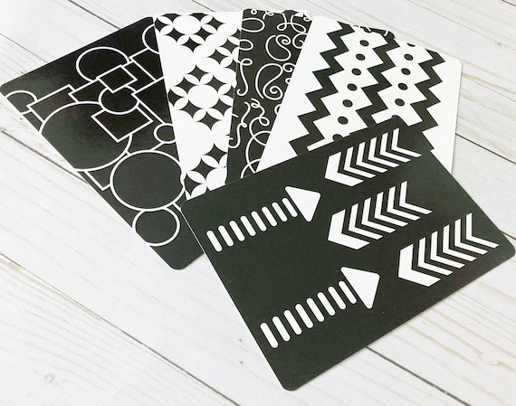 Black &amp; white montessori sensory flash cards modern | Etsy