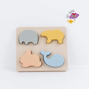 Silicone Animal Jigsaw Puzzle, Preschool Educational Montessori Toy, Animal Puzzle, Baby Puzzle, Preschool Gift