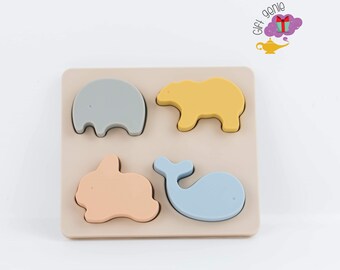 Silicone Animal Jigsaw Puzzle, Preschool Educational Montessori Toy, Animal Puzzle, Baby Puzzle, Preschool Gift