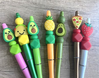 Fun food weighted beaded pens and keychains, journaling pen custom pen gift, back to school supplies, taco Tuesday