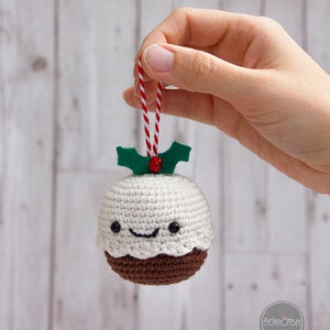 Christmas Pudding Crochet Pattern Instant PDF Download Kawaii Amigurumi Tree Decoration Beginner Crochet Pattern image 4