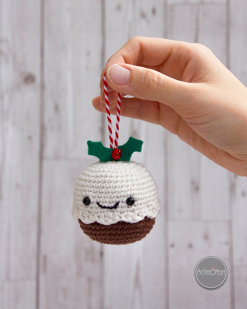 Christmas Pudding Crochet Pattern Instant PDF Download Kawaii Amigurumi Tree Decoration Beginner Crochet Pattern image 4