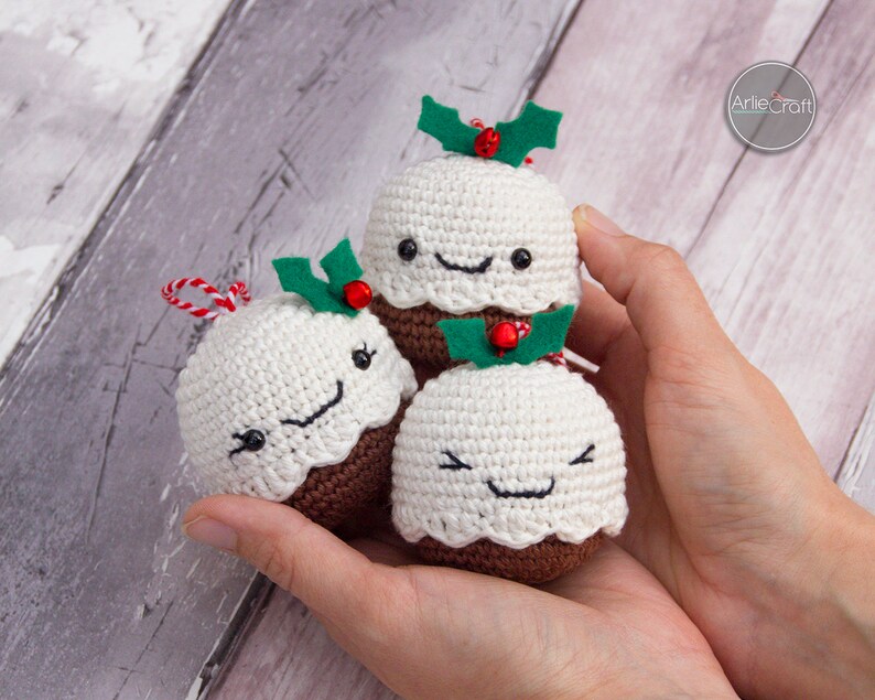 Christmas Pudding Crochet Pattern Instant PDF Download Kawaii Amigurumi Tree Decoration Beginner Crochet Pattern image 6