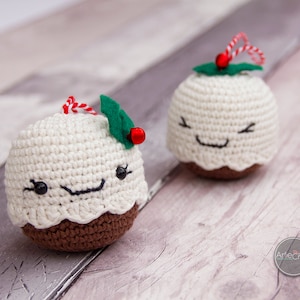 Christmas Pudding Crochet Pattern Instant PDF Download Kawaii Amigurumi Tree Decoration Beginner Crochet Pattern image 1