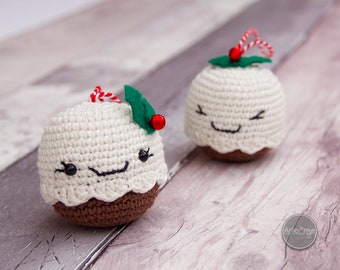 Christmas Pudding Crochet Pattern - Instant PDF Download - Kawaii Amigurumi Tree Decoration - Beginner Crochet Pattern