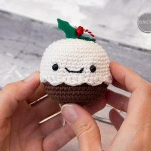 Christmas Pudding Crochet Pattern Instant PDF Download Kawaii Amigurumi Tree Decoration Beginner Crochet Pattern image 3