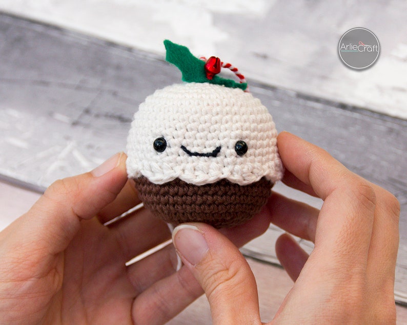 Christmas Pudding Crochet Pattern Instant PDF Download Kawaii Amigurumi Tree Decoration Beginner Crochet Pattern image 3