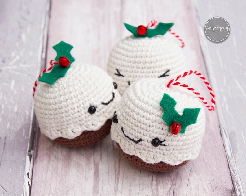 Christmas Pudding Crochet Pattern Instant PDF Download Kawaii Amigurumi Tree Decoration Beginner Crochet Pattern image 5