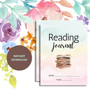 Watercolor Reading Journal – Printable & Digital Book Tracker | Pastel Aesthetic Reading Log, TBR List, Book Reviews + Challenges