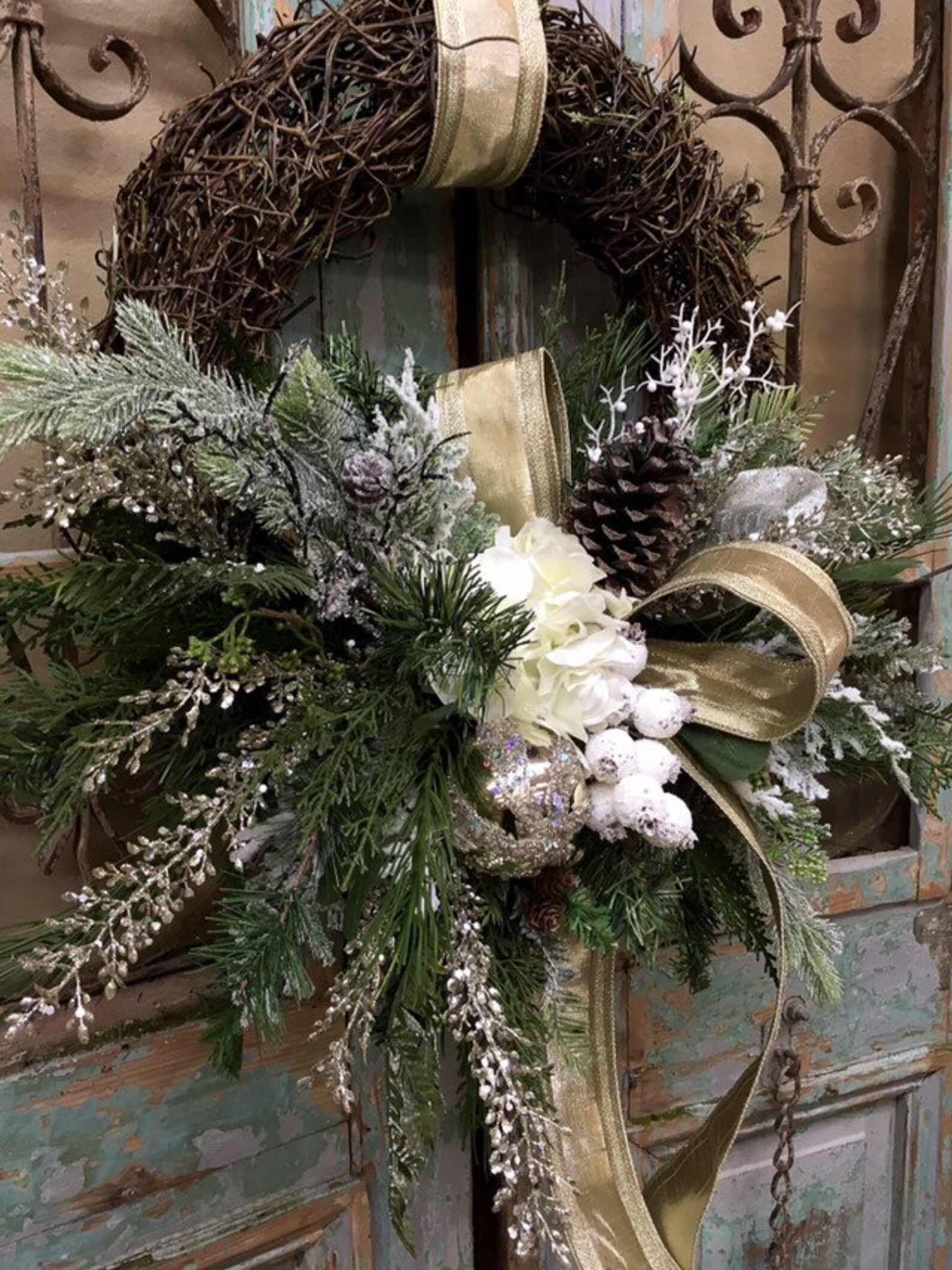 Christmas Wreath Christmas Wreaths White Christmas Wreath Etsy