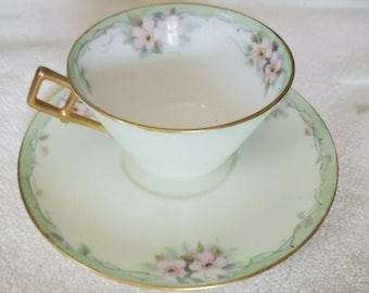 Mz Altrohlau Tea Teacup Cup /& Saucer c1930/'s Pink Floral Golden Pearl