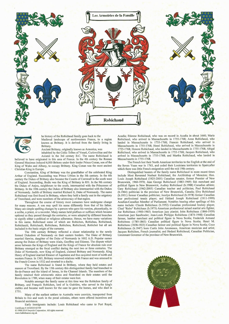 Coat of Arms and Surname History Scroll Etsy UK