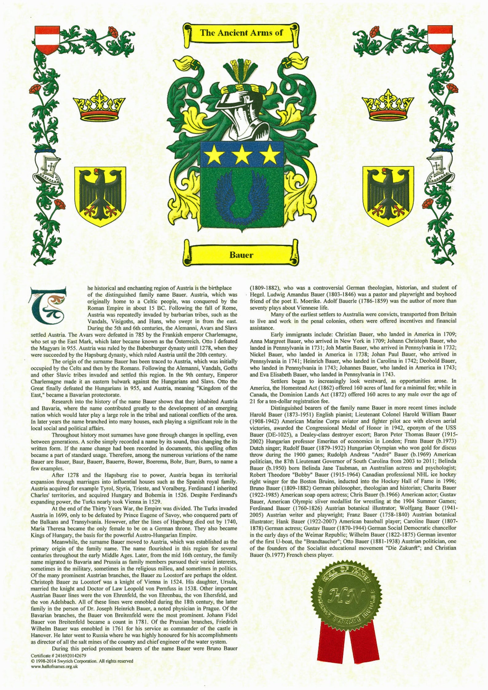 Coat of Arms and Surname History Scroll Etsy UK