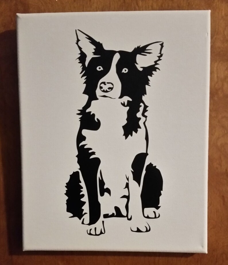 Border Collie on Canvas Etsy
