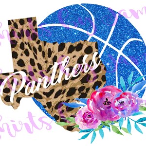 Cheetah Print Texas & Glitter Basketball with Panthers Digital Download