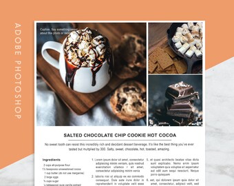 Photoshop Recipe Binder and Custom Cookbook Template, Printable, Instant Download | Full Page 8.5x11 & A4