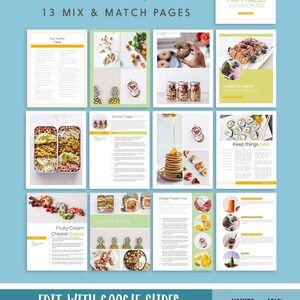 Recipe Cookbook Template - 8.5x11 Instant Digital Download, Google Slides & Drive, Online Editable Printable Recipe Binder Health Wellness
