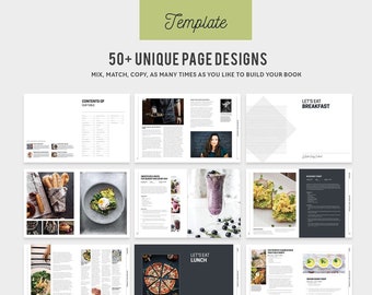 Printable Cookbook and Recipe Template for binders and albums | DIY for Adobe InDesign | Instant Digital Download