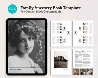 Ancestry Book Template | Family Tree Family History and Genealogy Printable Book | iPad Mac PC | Canva