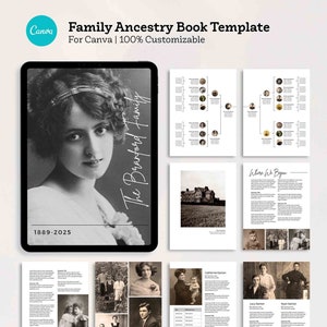 Ancestry Book Template | Family Tree Family History and Genealogy Printable Book | iPad Mac PC | Canva