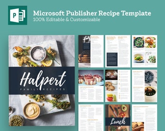 Recipe Cookbook Template for Microsoft Publisher | Instant Printable Download | Recipe Binder | A4 & 8/5x11