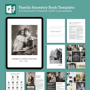 Ancestry Book Template | Family Tree Family History and Genealogy Printable Book | Microsoft Publisher | PC