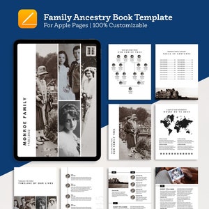 Vooroudersboeksjabloon | Stamboom Familiegeschiedenis Genealogieboek | Mac iPad | Apple-pagina's