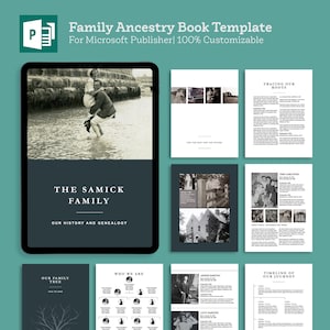 Microsoft Publisher Ancestry Book Template | Family Tree Family History and Genealogy Printable Book | Microsoft Publisher | PC