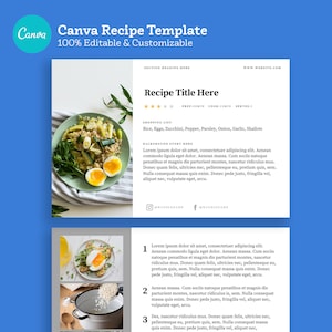 4x6 Canva Recipe Card Template | Instant Printable Download | Recipe Binder DIY Cookbook