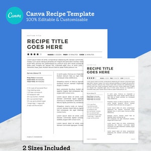 Plantilla imprimible de libro de cocina familiar con recetas de Canva: tamaño carta de EE. UU. de 8,5 x 11 y tamaño mini de 8,5 x 5,5 pulgadas / Kit de carpeta de cocina de descarga instantánea / Imán principal para blogs