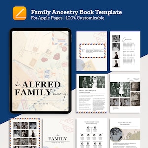 Voorouders boek sjabloon | Stamboom Familiegeschiedenis Genealogie Boek | Mac-iPad | Apple-pagina's | Amerikaanse letter (8,5x11) en A4