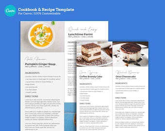 Recipe Template, Editable Recipe Card Sheet and Family Cookbook Printable - 8.5x11 | Printable Minimal Kitchen Binder Kit